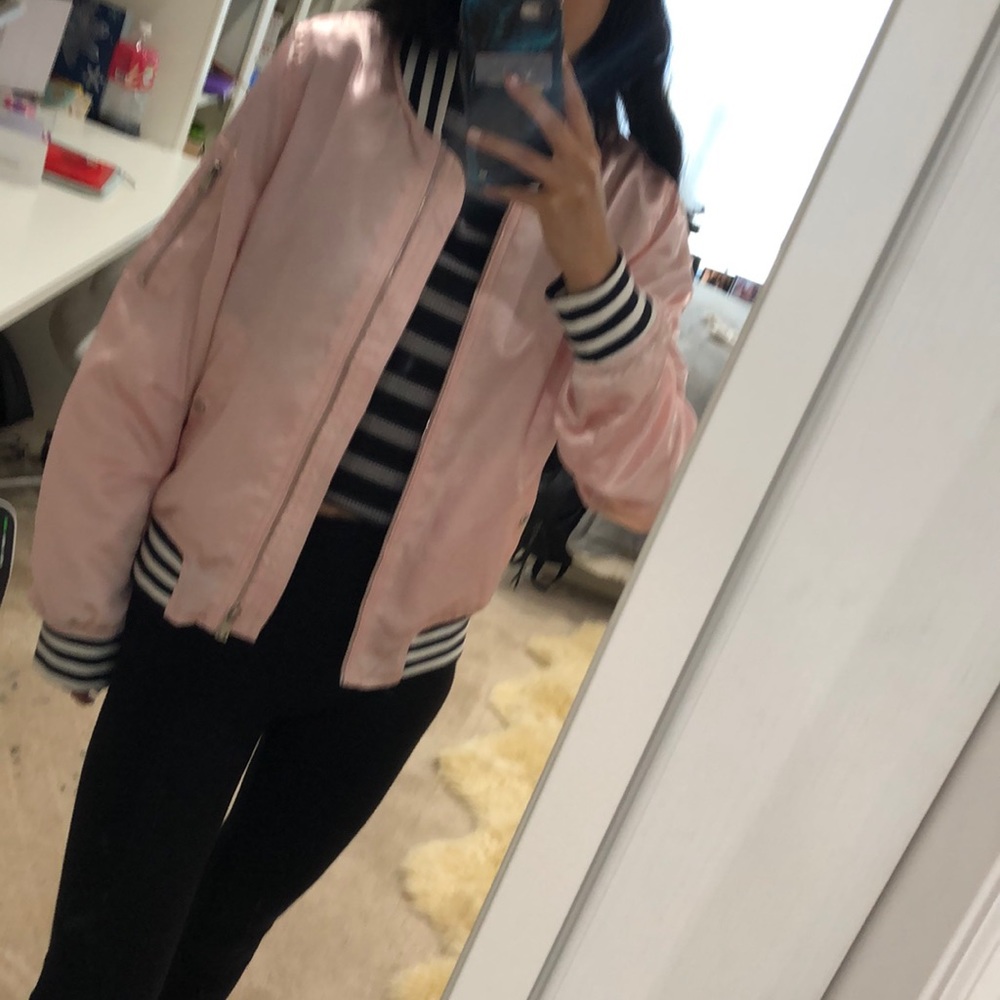 Pink satin bomber jacket - Picture 2 of 2